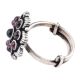 Oxidized 92.5 Sterling Silver Ring Adjustable Petals Round Amethyst And Onyx Studded Ring (Free Size)