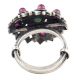 Stoned Floral 92.5 Sterling Silver Ring Adjustable Amethyst and Onyx Stones (Free Size)