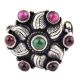 92.5 Sterling Silver Ring Amethyst and Green Onyx Fashion Accessory Ring (Free Size)