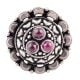 92.5 Sterling Silver Ring South Indian Embossed Design Studded With Amethyst Stones (Free Size)