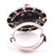 92.5 Sterling Silver Ring South Indian Embossed Design Studded With Amethyst Stones (Free Size)