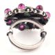 Embossed motifs 92.5 Sterling Silver Ring Round Amethyst stones Party Wear (Free Size)
