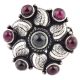 Engraved Petals 92.5 Sterling silver Ring Oxidized Adjustable Round Amethyst Stones For Girls (Free Size)