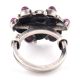 Engraved Petals 92.5 Sterling silver Ring Oxidized Adjustable Round Amethyst Stones For Girls (Free Size)
