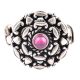 Indian 92.5 Sterling Silver Ring Embossed Design Around Round Amethyst Formal Wear Jewelry (Free Size)