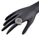 Oxidized 95.5 Sterling Silver Ring Floral Design  Statement Jewelry (Free Size)