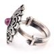 92.5 Sterling Silver Ring Scroll work Amethyst stone Fashion Accessory (Free Size)