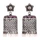 Long 92.5 Sterling Silver Jhumki Earrings With Floral Stud And Amethyst Stones