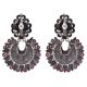 92.5 Sterling Silver Chandbali Earrings Big Floral Stud And Leaves and Amethyst Stoned Hanging
