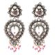 Floral 92.5 Sterling Silver Dangler Earrings Big Tear Drop Design With Pink Sapphire And Pearl