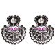 Butterfly 92.5 Sterling Silver Chandbali Earrings Fuchsia Jade Stoned Fashion For women