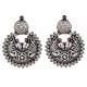 Oxidized 92.5 Sterling silver Earrings Chandbali Peacock Big Floral Formal Wear For Women