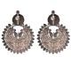 Oxidized 92.5 Sterling silver Earrings Chandbali Peacock Big Floral Formal Wear For Women