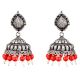 Traditional 92.5 Sterling Silver Earrings  Intricate Carved Jhumkis With Coral And Pearls