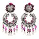 Floral Design 92.5 Sterling Silver Earrings Adorned With Pink Tourmaline Stones