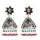 Multicolored Triangular Sterling Silver Earrings Stone Studded jhumki