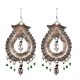Big Teardrop 92.5 Sterling Silver Earrings With Motifs Floral Design pearl and Green Peridot Beads Hangings