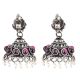 92.5 Sterling silver Earring With Amethyt Stones And Pearl Beads Hanging  Jhumki For Girls