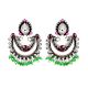Colorful 92.5 Sterling Silver Chandbali Earrings Pink Jade Quartz And Green Peridot Beads Tassels