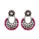 92.5 Sterling Silver Earring Diamond Motifs With Round Pink Jade Chandbali Earrings