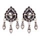 Big Pear Shaped 92.5 Sterling silver Earrings With Amethyst Stone And Three silver Beads Tassels