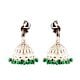 92.5 Sterling Silver Earrings Standing Peacock Engraved jhumkis Green Onyx Beads Tassels
