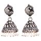 Curved Fish 92.5 Sterling Silver Earrings Embossed Design Pearl Hangings