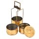 Golden Brass Tiffin Box Three Container with Long  Stand