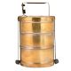 Brass Tiffin Box Three Broad Containers Brass Strap Frame