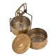Brass Tiffin Box With Two Containers And Brass Strap Frame