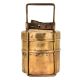 Brass Tiffin Box With Brass Strap Frame And Two Containers