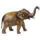 Brass Standing Elephant Trunk Up With Carved Enamel Work