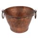 Old Copper Bucket With Ring Handles With A Wide Mouth
