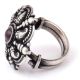 Adjustable 92.5 Sterling Silver Rings Oxidized With Amethyst Stone Traditional Motifs