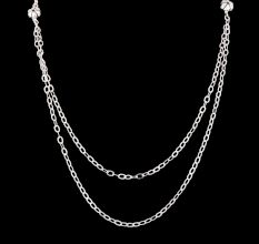 92.5 Sterling Silver Double Layered Necklace With Flower Beads