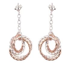 Gold Plated 92.5 Sterling Silver Earrings Circular Drop Danglers