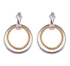 Twin Hook 92.5 Sterling Silver Dangler Earrings With Gold Plating