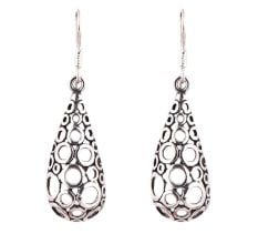 92.5 Sterling Silver Polka Earrings Filigree Dangler Earrings