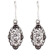 92.5 Sterling Silver Earrings Floral Pattern Filigree Drop Danglers