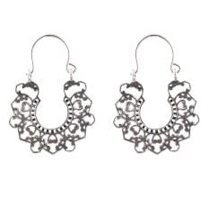 92.5 Sterling Silver Earrings Bali Filigree Heart Drop Dangler