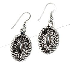 Oval 92.5 Sterling silver Dangle Earrings Heavy Filigree Drop Earrings