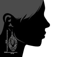 Oval Almond Shape 92.5 Sterling silver Filigree Earrings