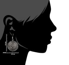 Round Sun 92.5 Sterling Silver Earrings Filigree Starry Pattern Dangle Earrings