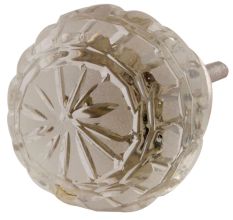 Clear Round Patterned Glass Knob