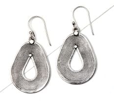 Contemporary Oval 92.5 Sterling Silver Dangle Earrings with Embossed  Lace Design
