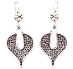 Brick Leaf 92.5 Sterling Silver Earrings Oxidized For Daily Use