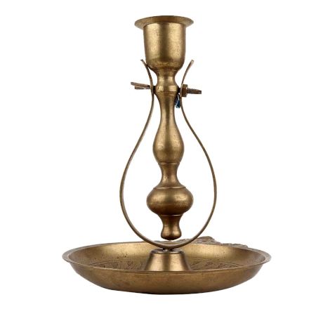 Unique Brass Candle Holder On Decorative Plate