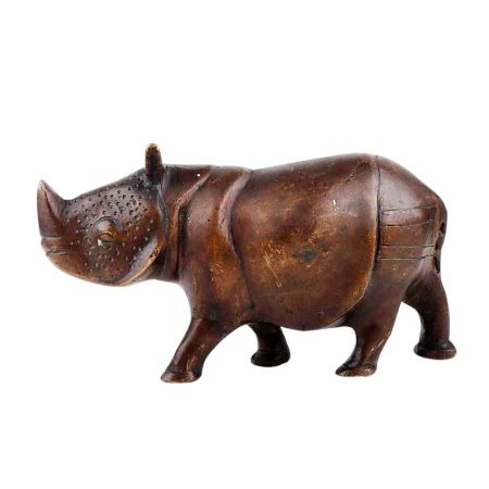 Hand Made Brass Hippo Animal Statue With Detailed Carving