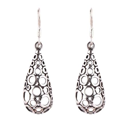 92.5 Sterling Silver Polka Earrings Filigree Dangler Earrings