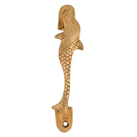 Engraved Brass Fish Long Door Handle
